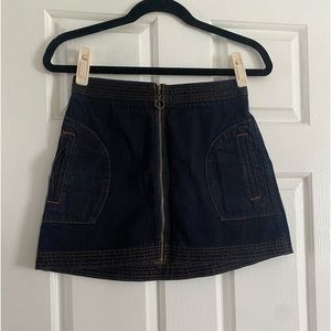 Denim Mini Skirt with Zipper